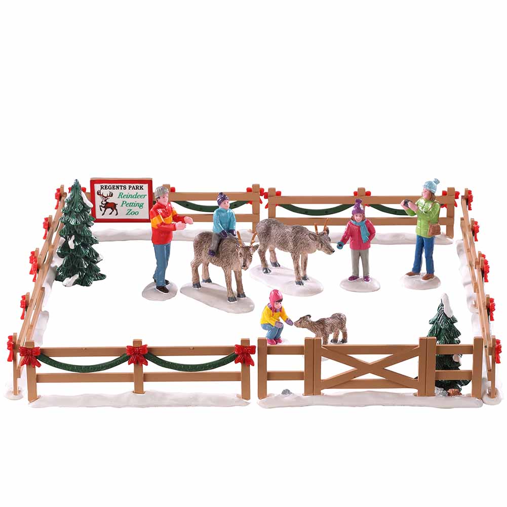 Reindeer petting zoo set of 17 Vail Village Lemax Cod 93434 1
