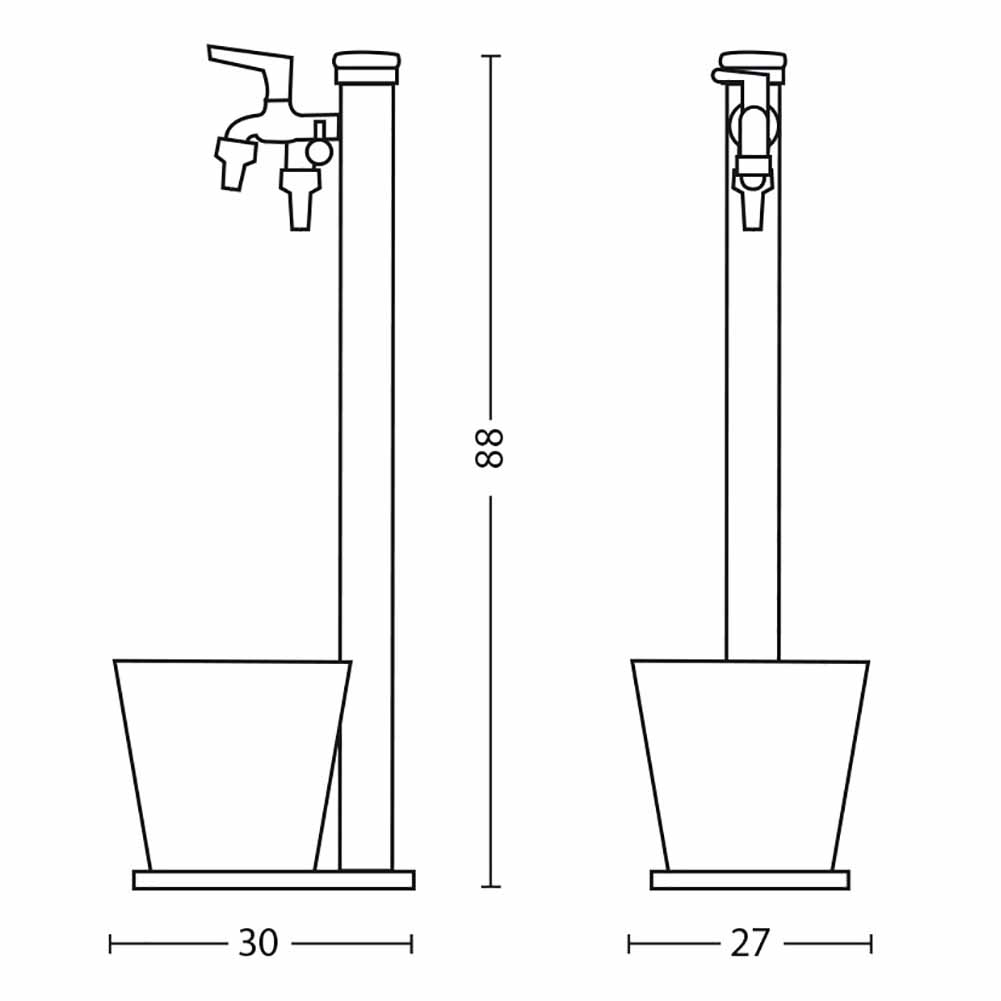Fontana a colonna con vaschetta Tortora con impianto e rubinetto Bel Fer 42SRV16 3