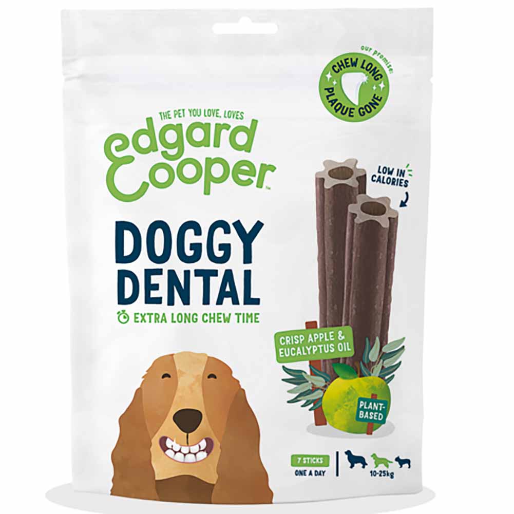Stick dentale per cane Medium Doggy Dental Mela e Eucalipto 160g 7stick Edgard Cooper 1