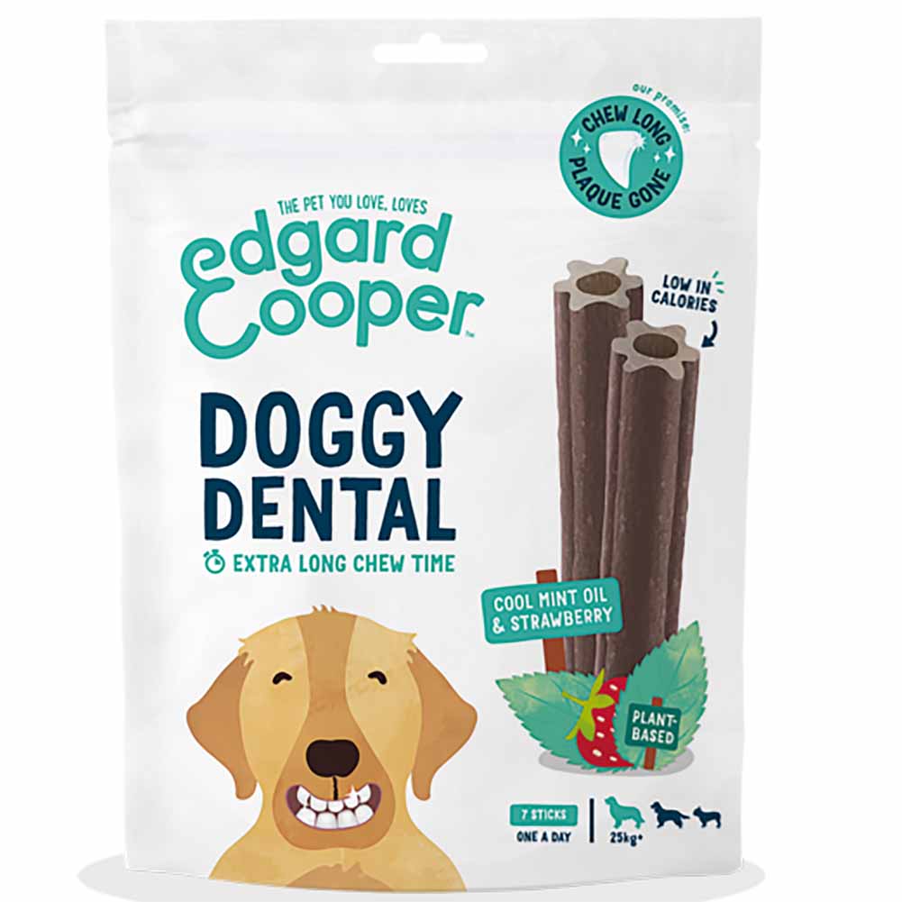 Stick dentale per cane Large Doggy Dental Menta e fragola 240g 7stick Edgard Cooper 1
