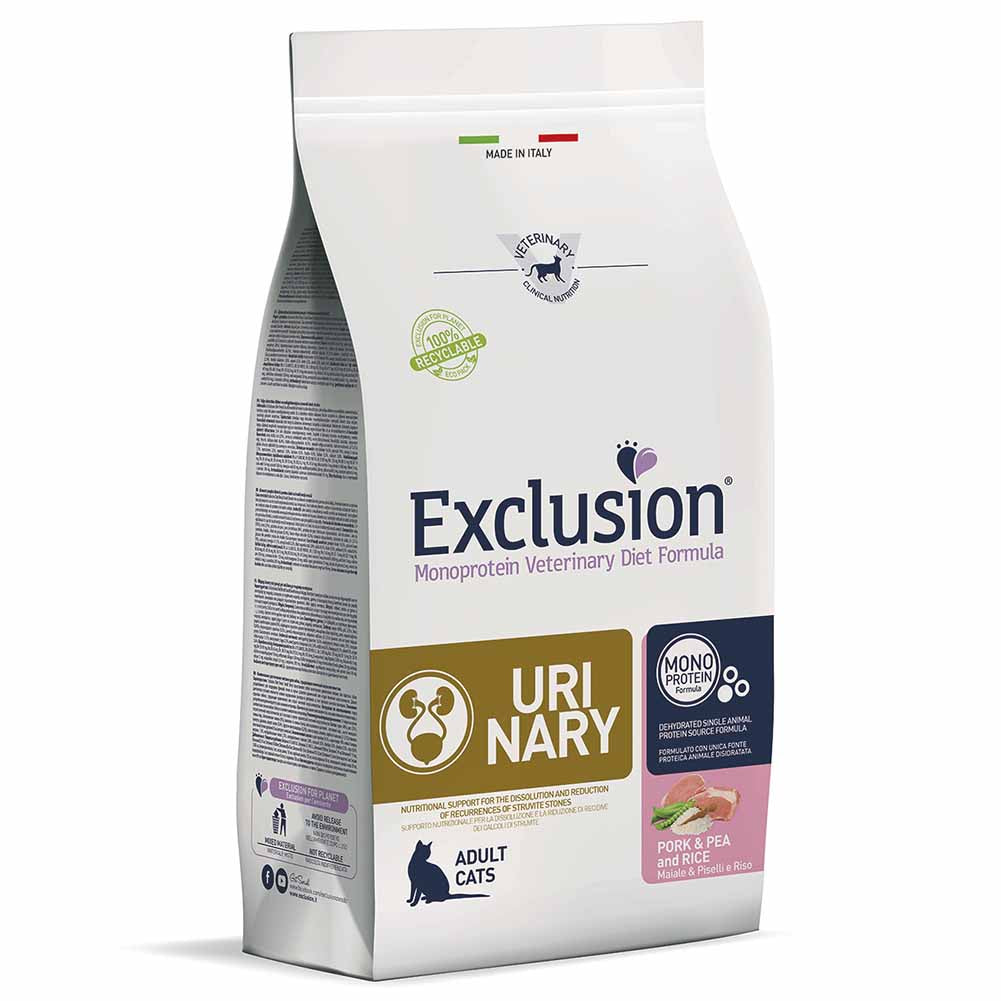 Alimento dietetico per gatti URINARY Maiale Piselli Riso 1,5KG 1