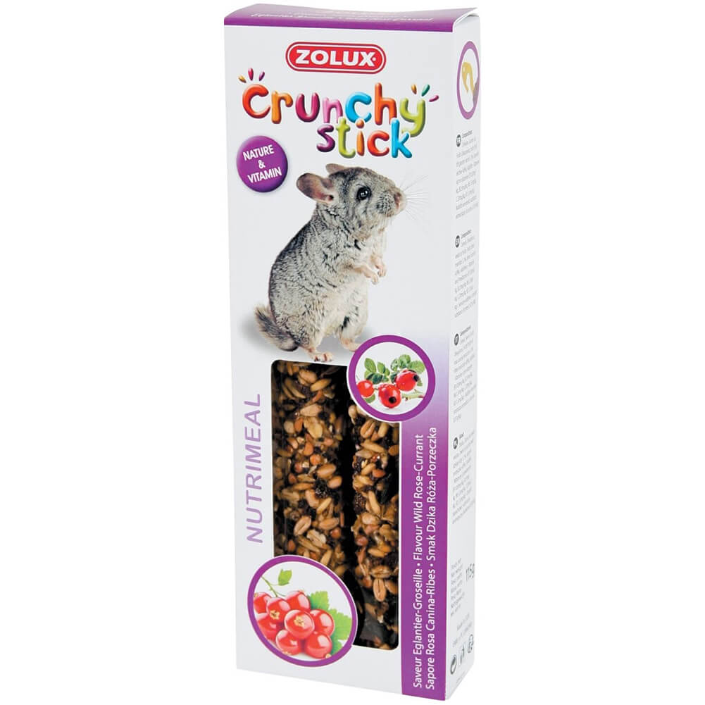 Snack per cincillà Crunchy Stick rosa canina e ribes 1