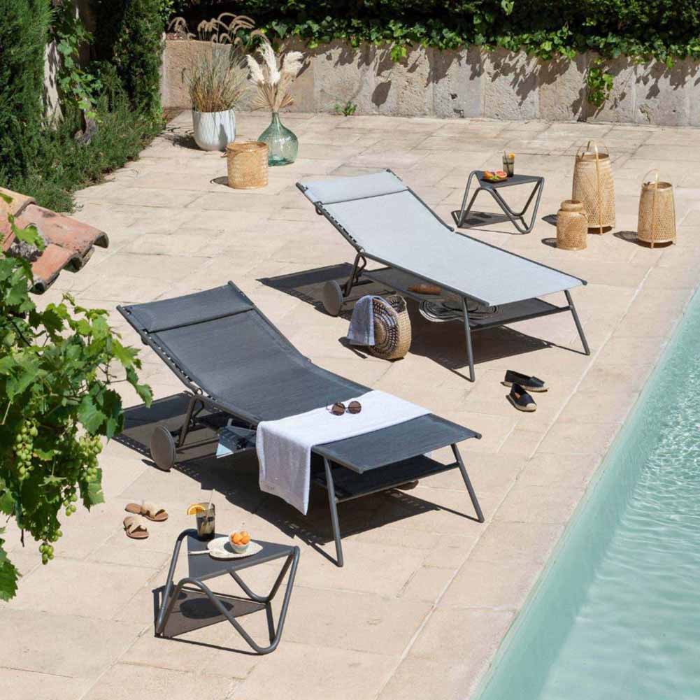 Lettino Lafuma Miami II Alto Duo Obsidian Titane LFM5172.9718 5