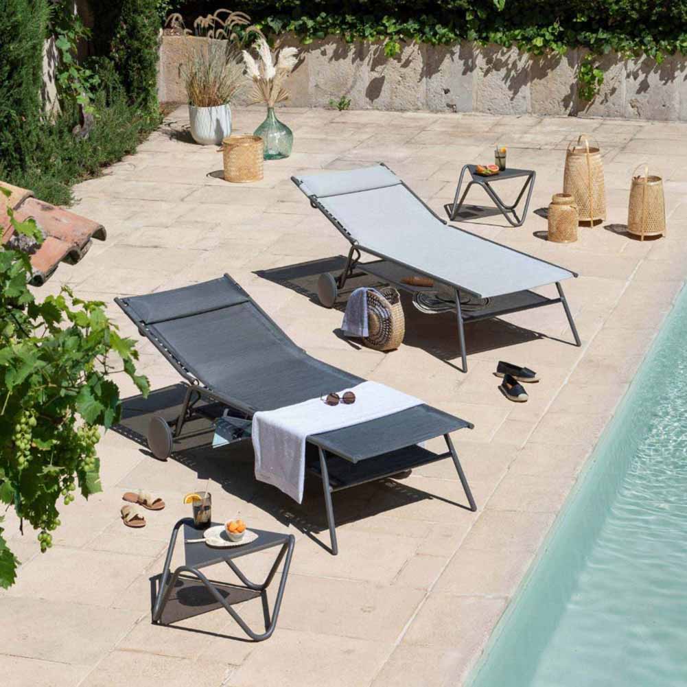 Lettino Lafuma Miami II Alto Duo Galet Titane LFM5172.9714 5