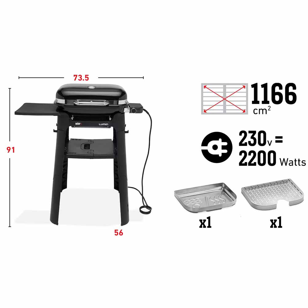 Barbecue elettrico Weber Lumin compact con stand 8