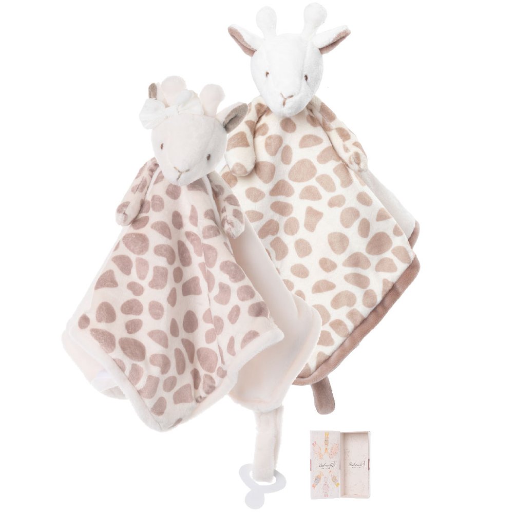 Doudou Giraffa Levi & Lucy Baby Rug Bukowski 30 cm Grigio Chiaro e Tortora 1