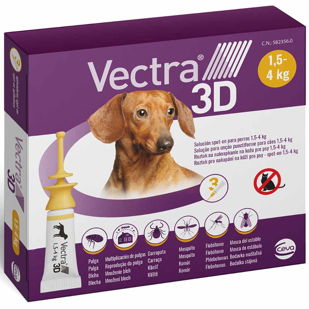 Antiparassitario Vectra 3D Cane per cani da 1,5 a 4Kg 3 pipette 1
