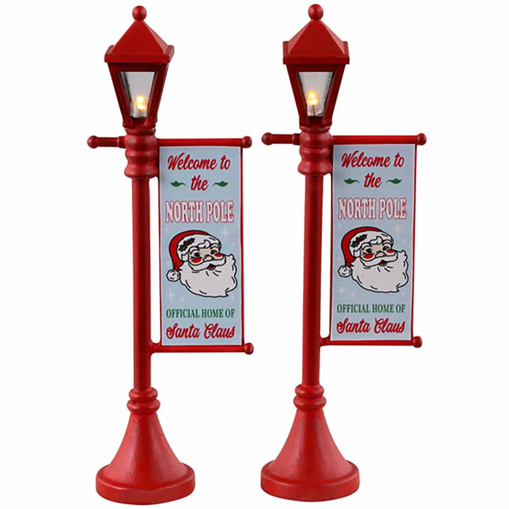 North pole Lamppost set di 2 Santa's Wonderland Lemax Cod 34091 1