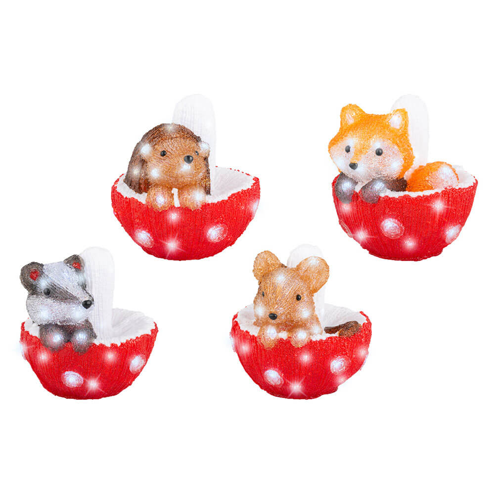 Figura luminosa a batteria Animali nel fungo 30 led bianco ghiaccio 20cm 1pezzo 3