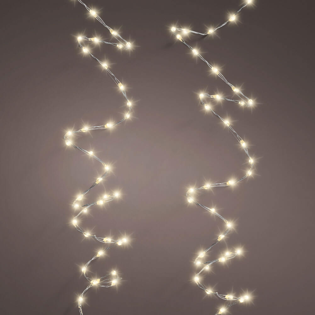 Catena luminosa 567 micro led extra dence luce calda filo argento con giochi di luce 9m 2