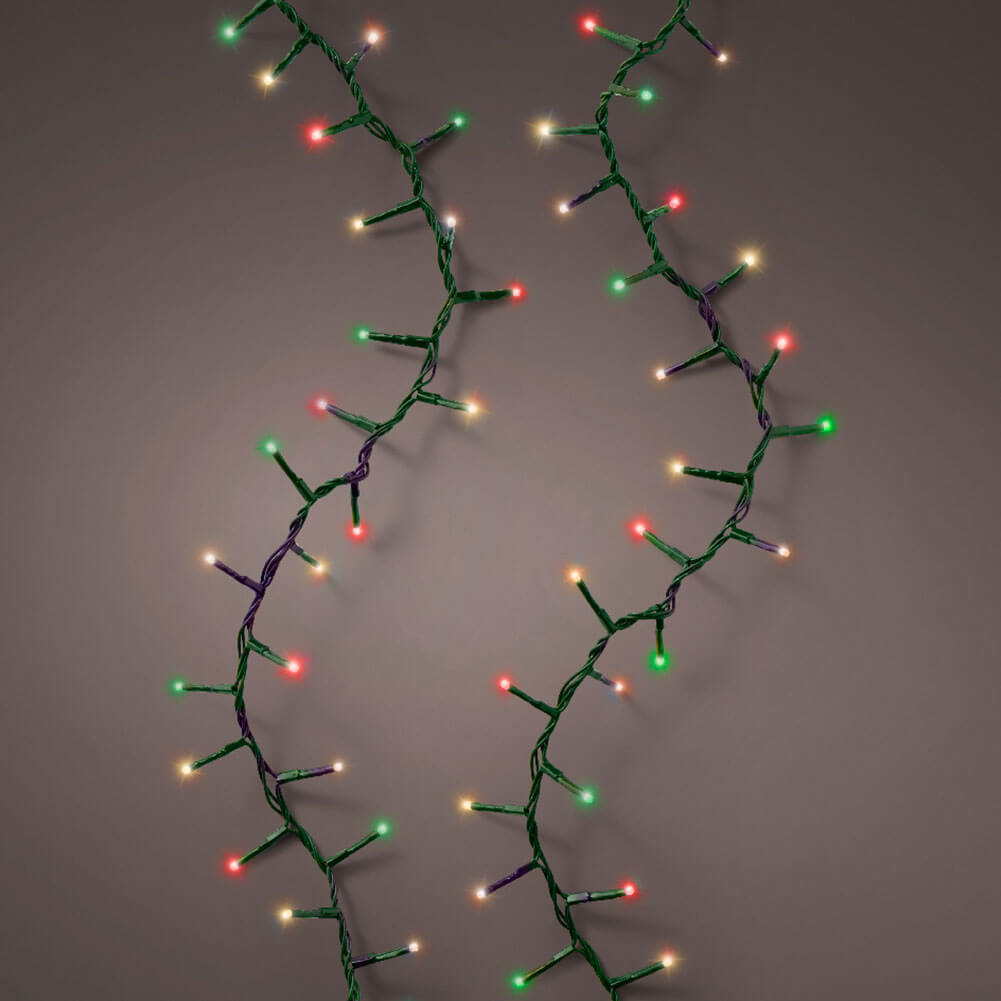 Catena luminosa 1000 led compact rosso verde e bianco filo verde con giochi di luce 22,5m 3