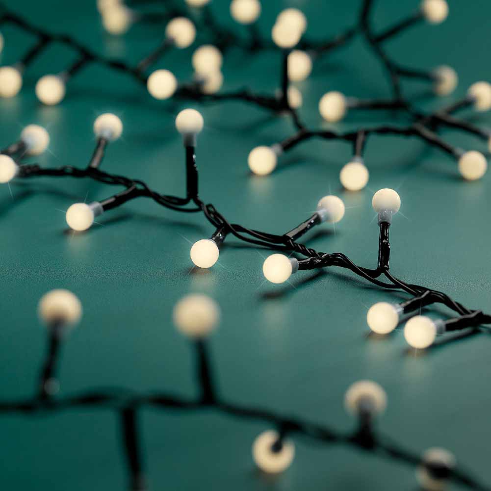 Catena luminosa 350 led cherry luce calda filo nero con giochi di luce 7,5m 2