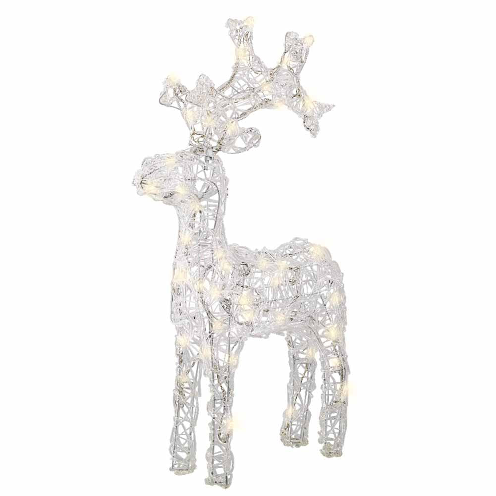 Figura luminosa Renna bianca 50 led luce calda h61cm in soft acrilic 2
