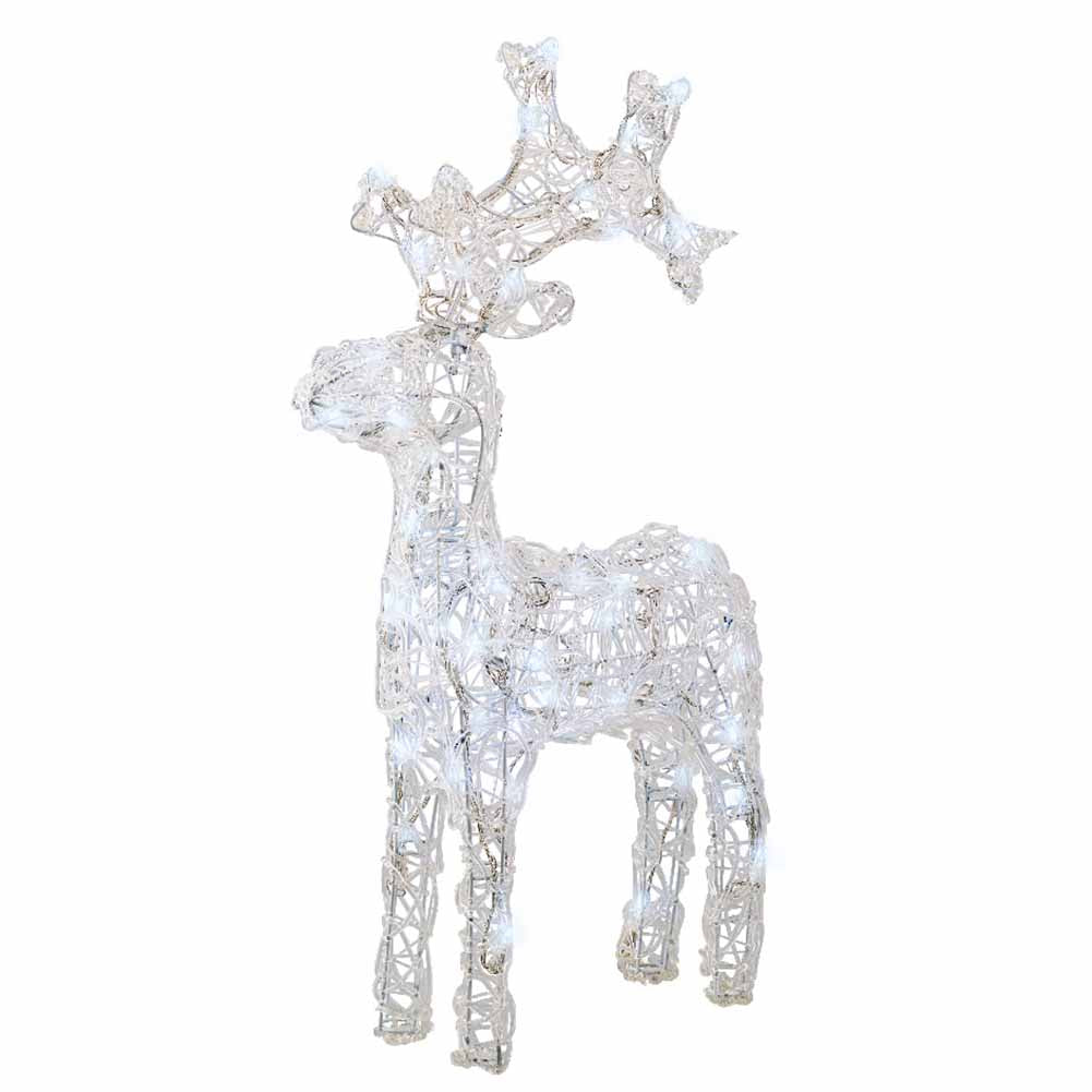 Figura luminosa Renna bianca 50 led bianco ghiaccio h61cm in soft acrilic 2