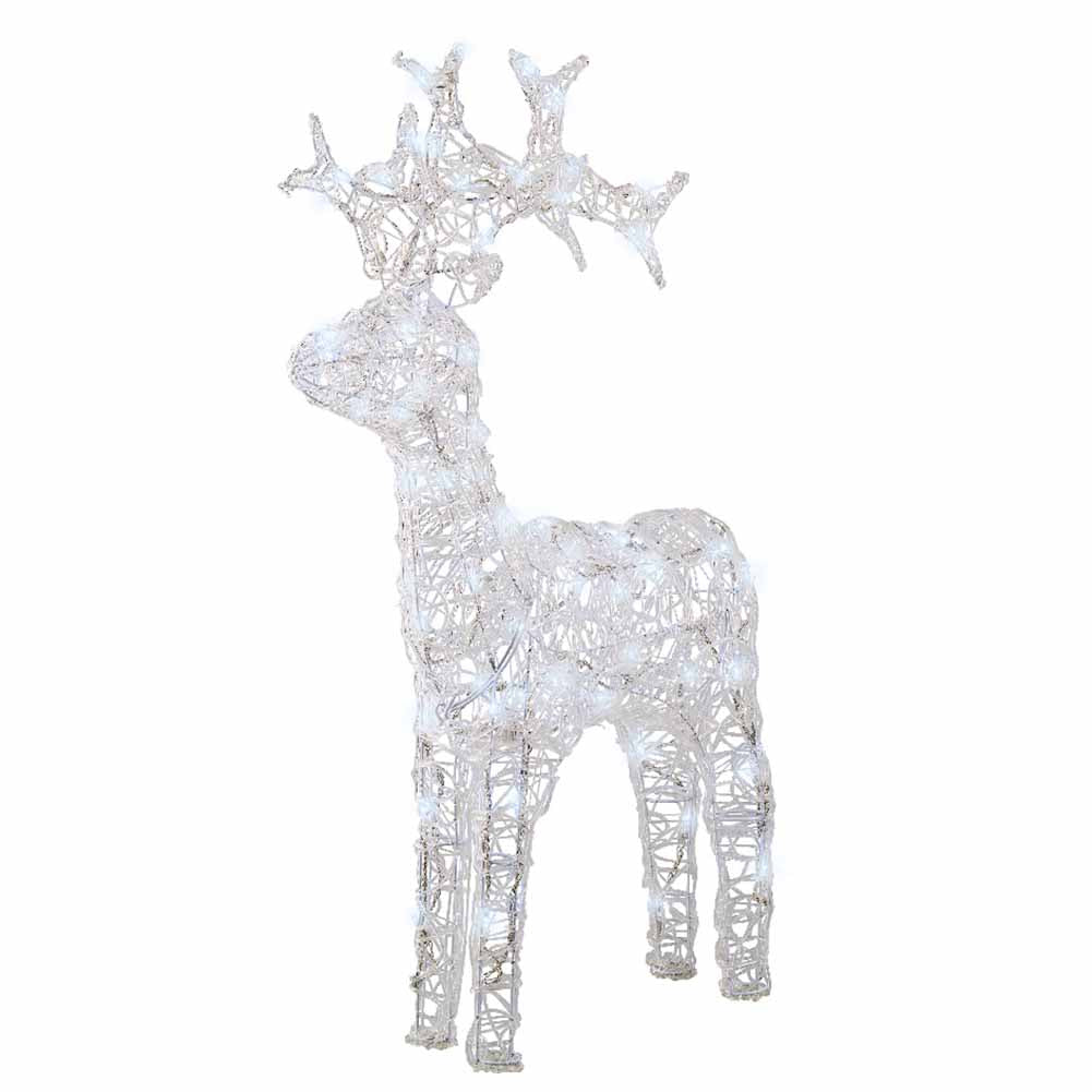 Figura luminosa Renna bianca 80 led bianco ghiaccio h89cm in soft acrilic 2