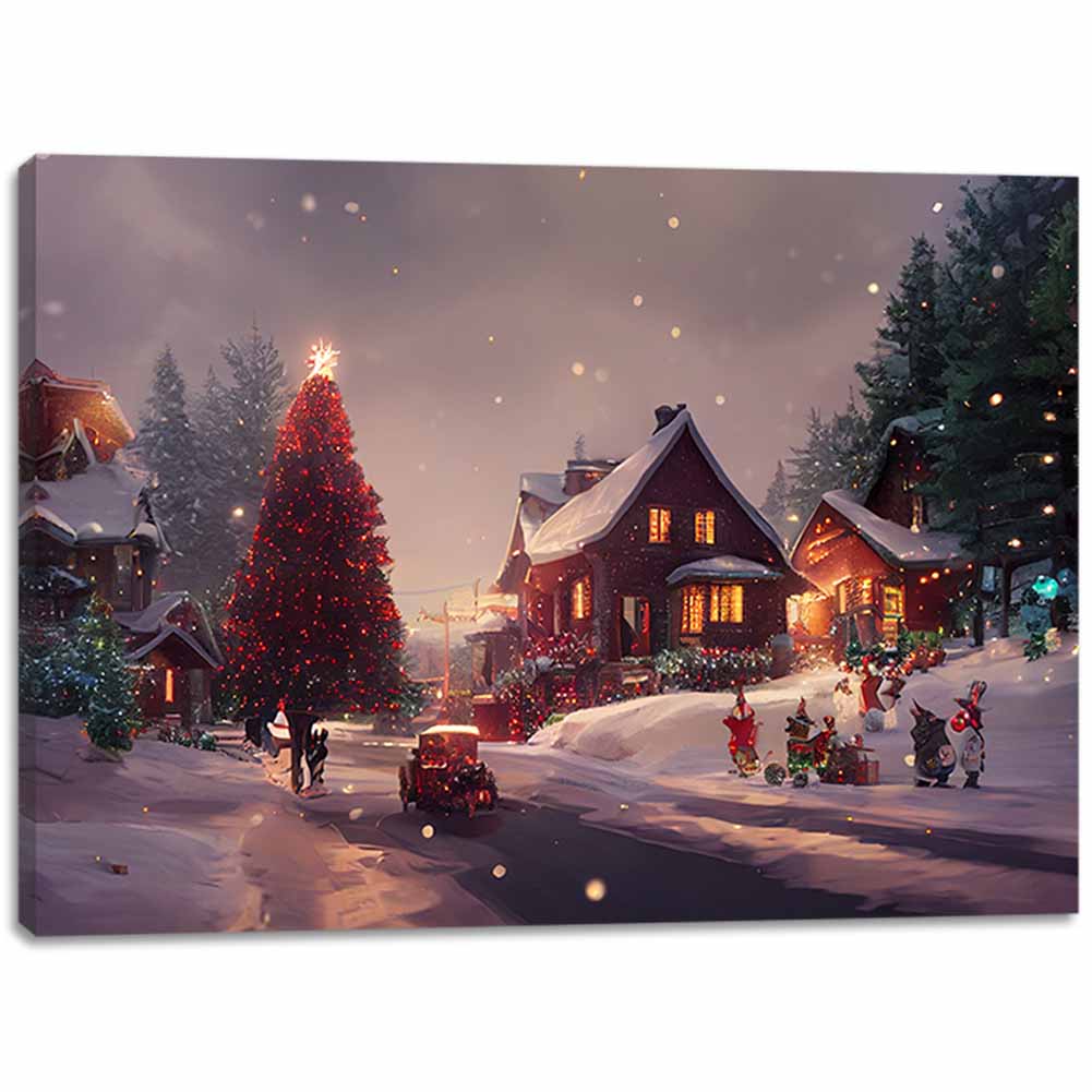 Quadro luminoso Paesaggio notturno innevato 30x40cm 2