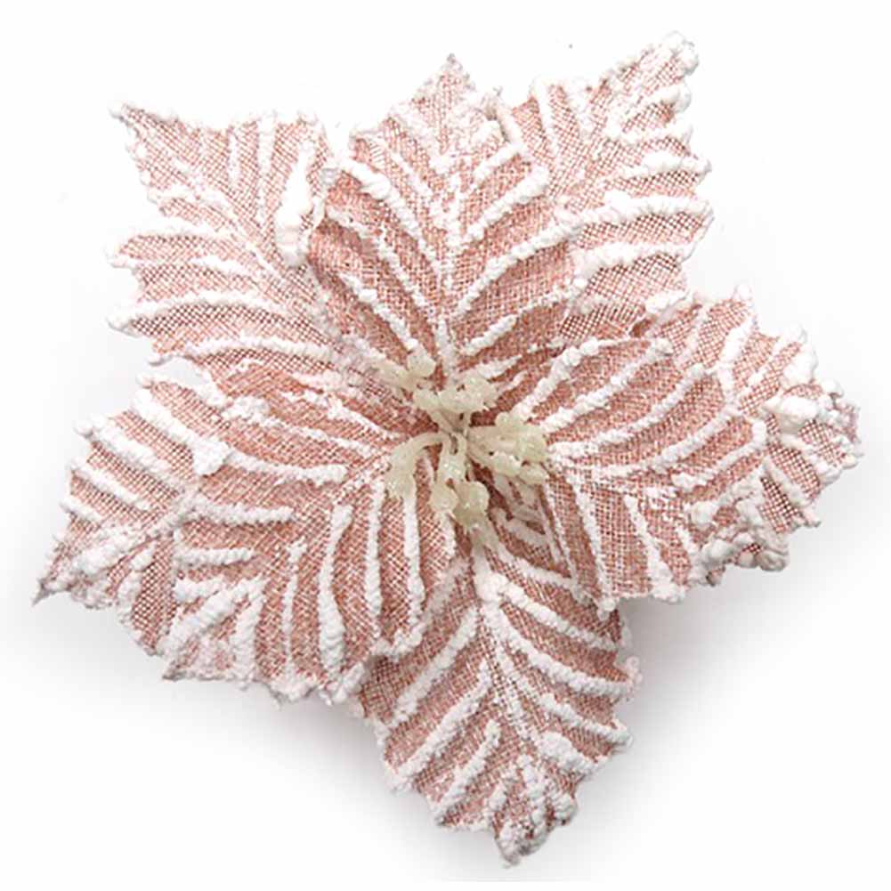 Stella di Natale in Juta rosa innevata 26cm 1