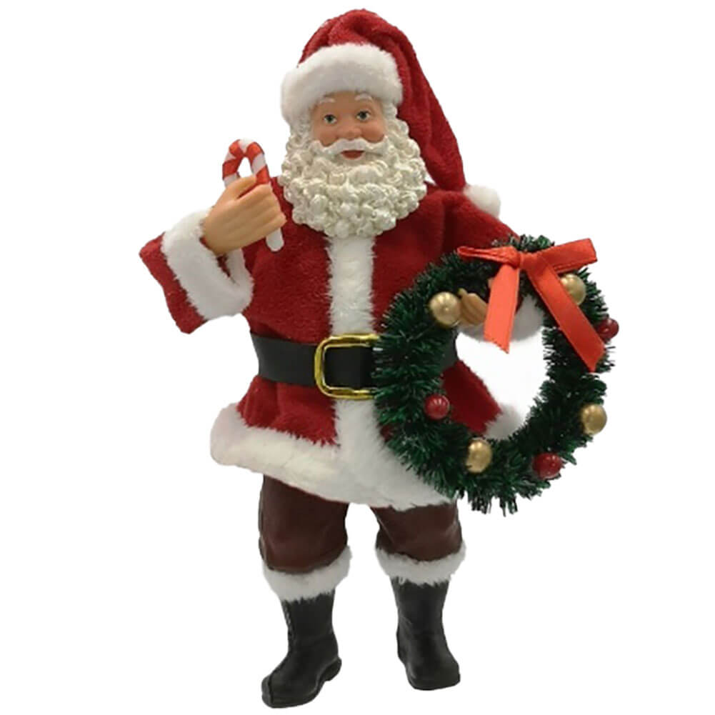 Babbo Natale da collezione con corona addobbata e Candy cane 20cm 1