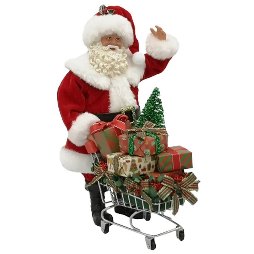 Babbo Natale da collezione con carrello della spesa 28cm 1