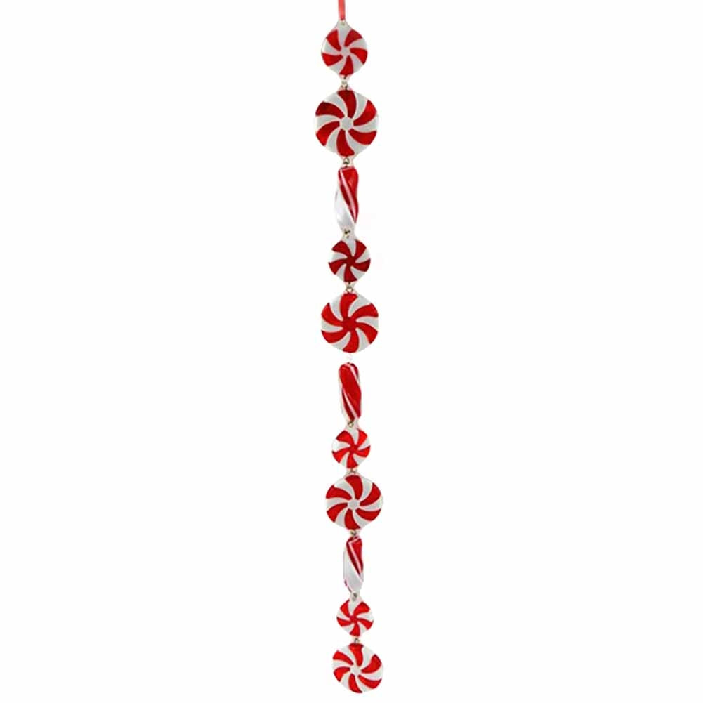 Ghirlanda di Caramelle Candy Bianche e Rosse Effetto Zuccherato 39cm 1