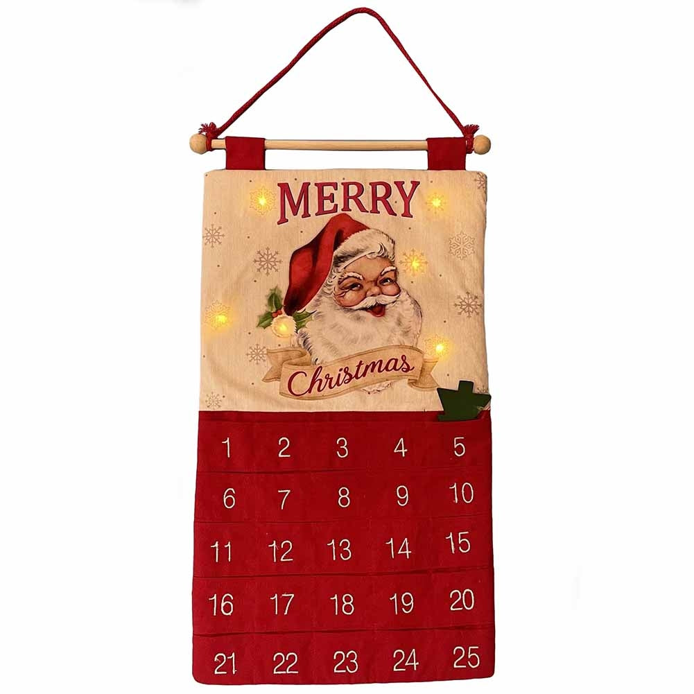 Calendario Avvento in tessuto con Babbo Natale 59 cm 1