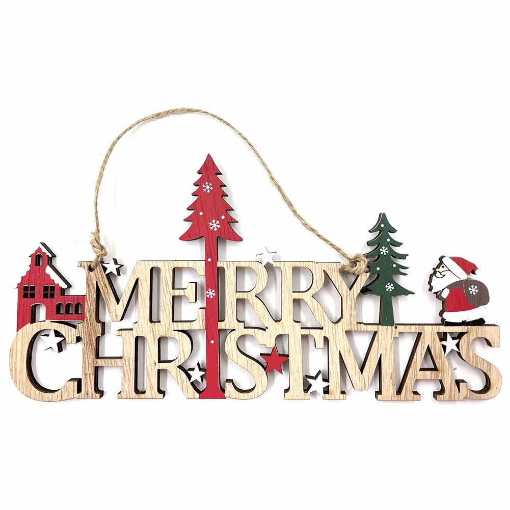 Fuoriporta in legno scritta Merry Christmas 22 cm 1