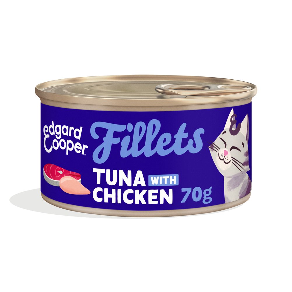 Sfilaccetti Edgard Cooper Tonno Fresco e Pollo Alimento Umido per Gatti 70g 1
