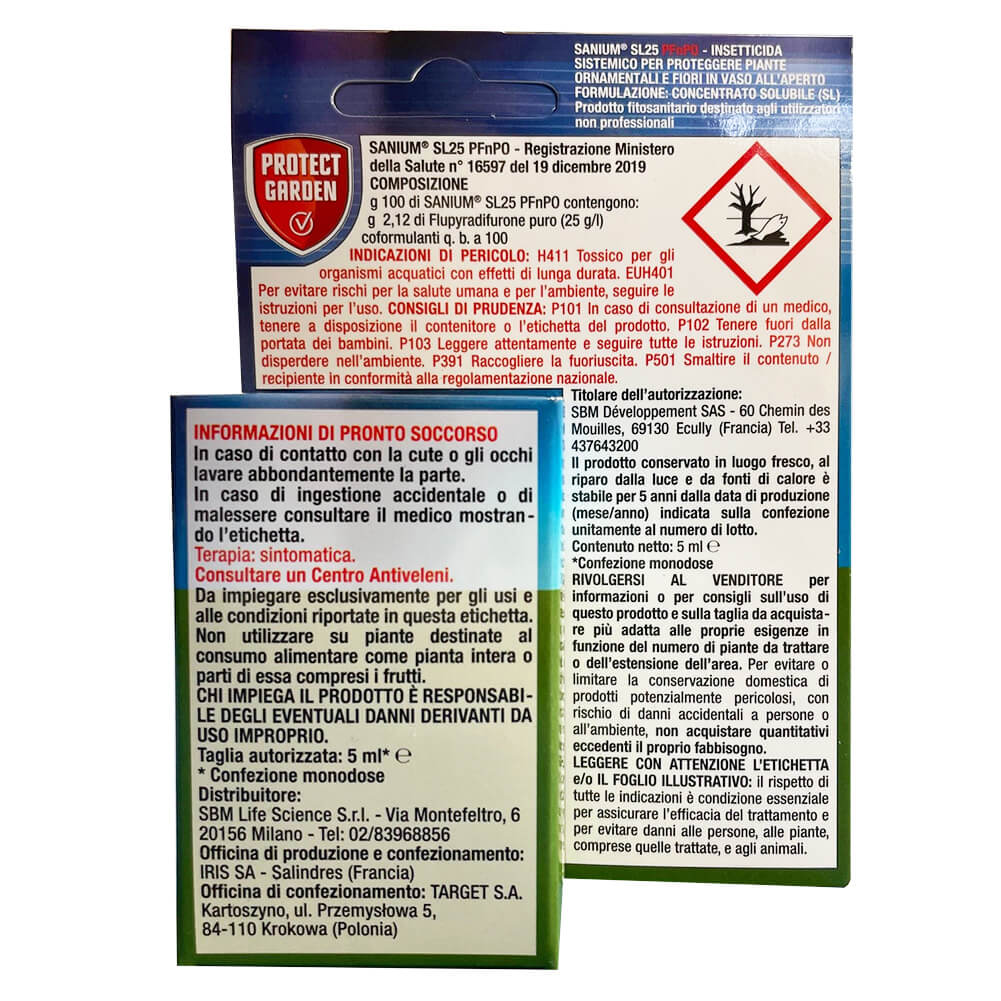 Insetticida sistemico Sanium SL25 PFnPO 5ml Protect Garden 2