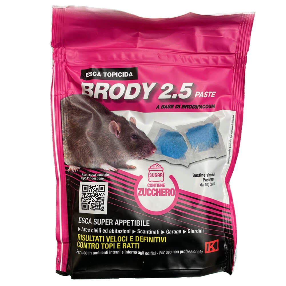 Esca rodenticida Brody 2.5 pasta blu con zucchero 150g Kollant 1