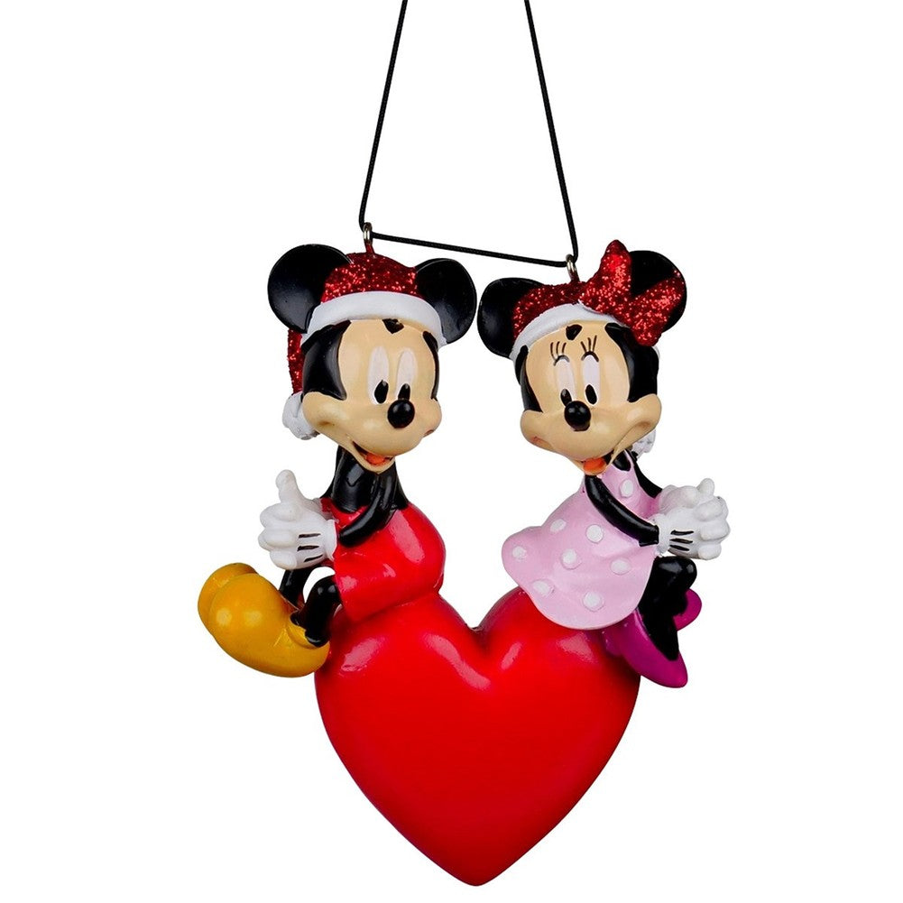 Addobbo 3D per albero di Natale Disney Topolino e Minnie innamorati sul cuore 1