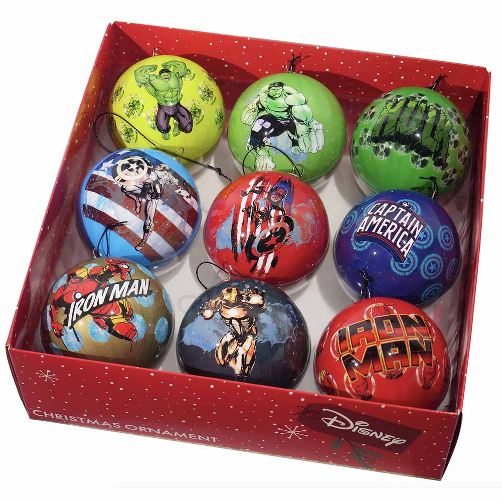 Set 9 palline di Natale in plastica Marvel Avengers 1