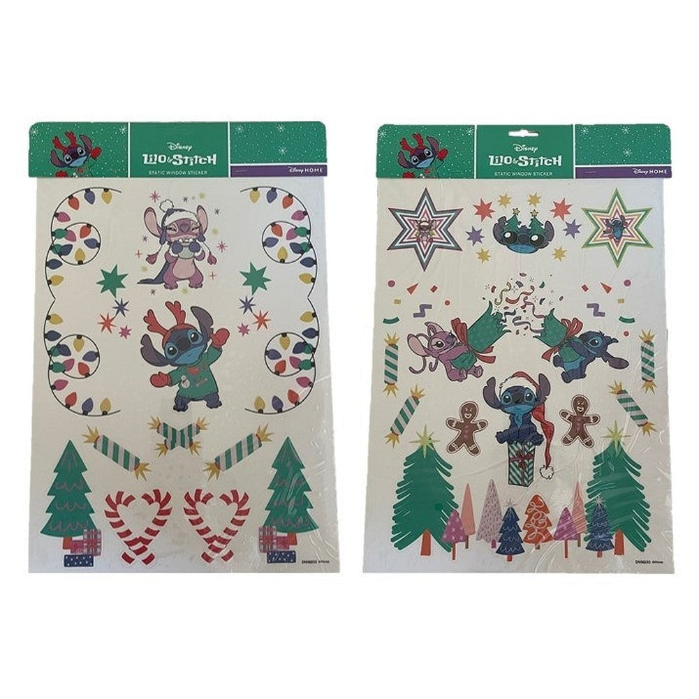 Vetrofania natalizia adesiva Disney Stitch formato A3, 2 soggetti assortiti - 1 pezzo 1