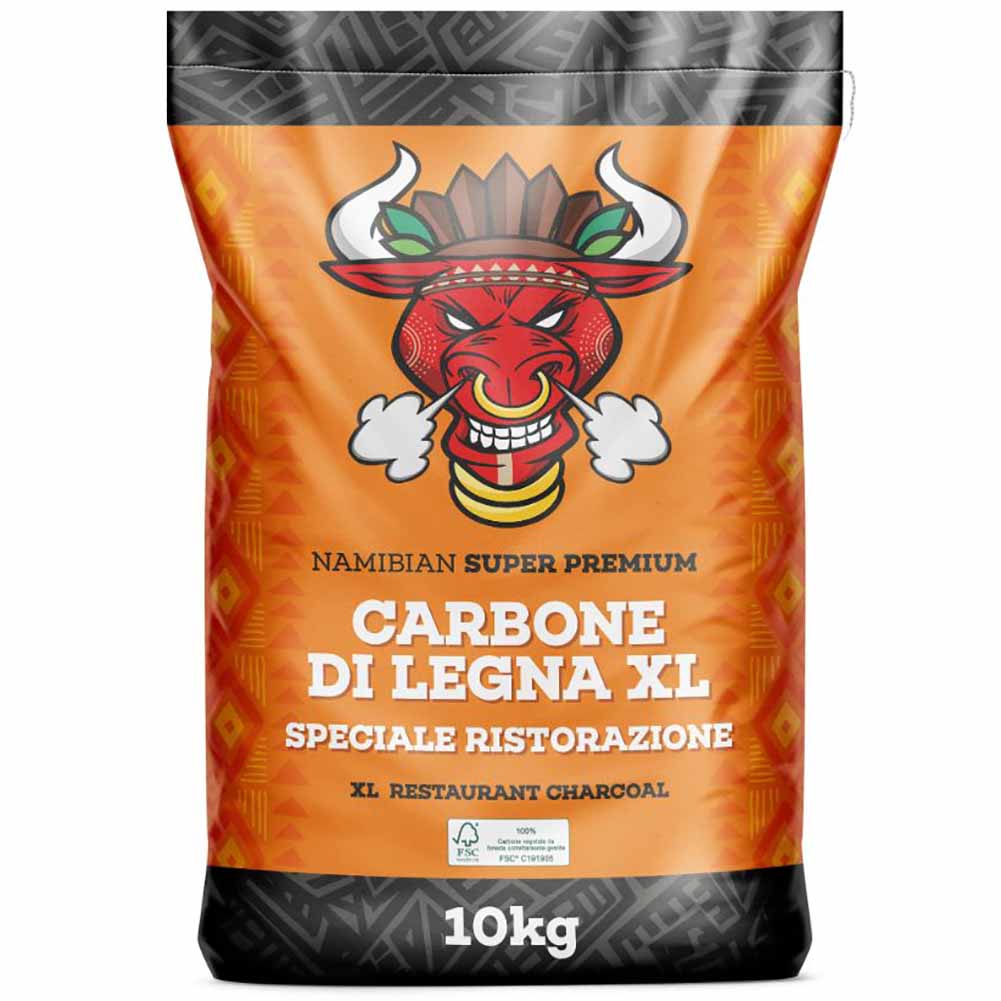 Carbone di legna Toro Namibian Super Premium XL 10 kg per griglia e ristorazione