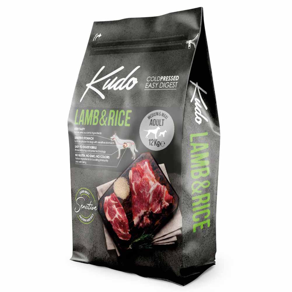 Alimento secco cane Kudo Lamb Rice Medium Maxi Adult 12 kg