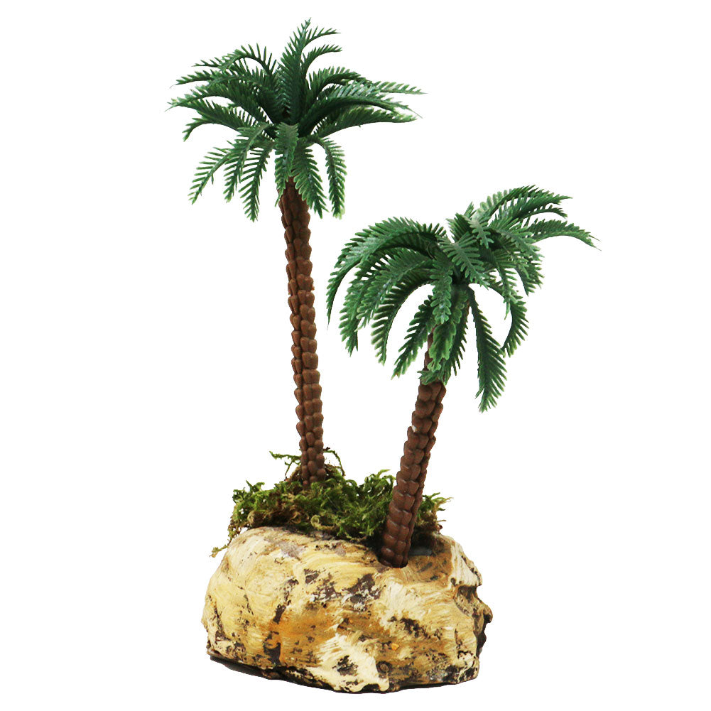 Roccia con palme 9x9x17cm