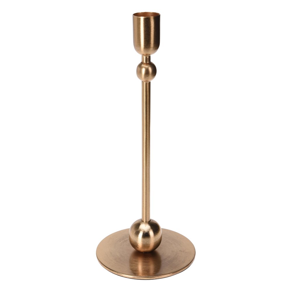 Candeliere in ferro color oro con base tonda 23 cm