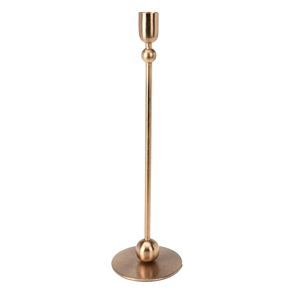 Candeliere in ferro color oro con base tonda 33 cm