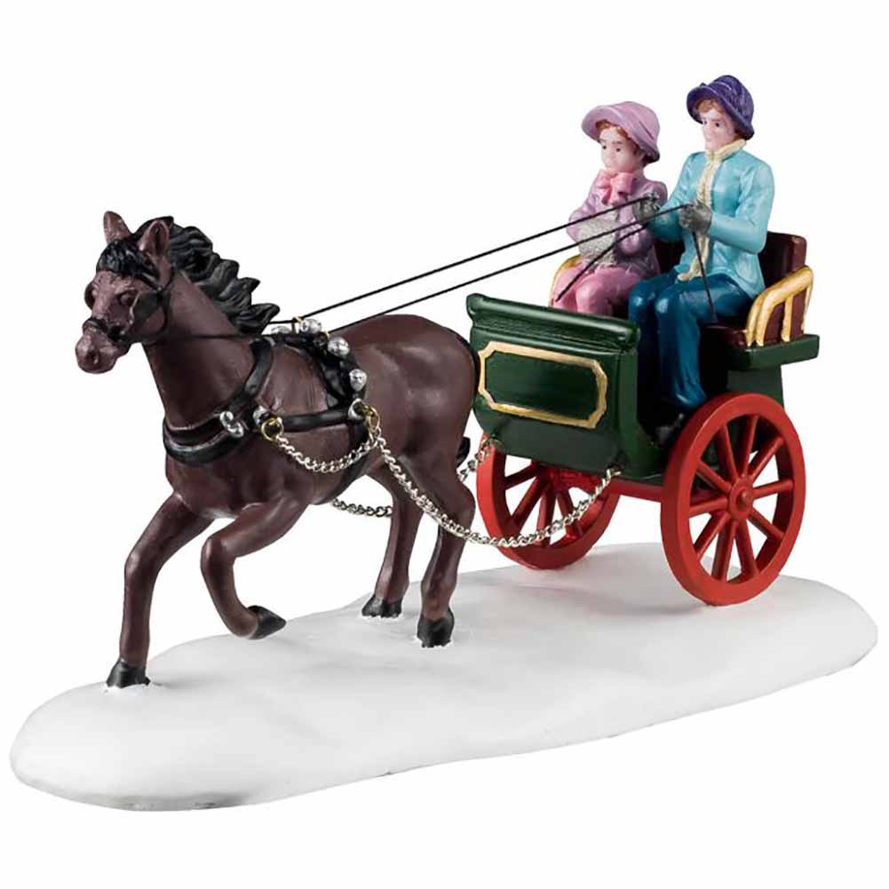 Winter carriage ride Caddington Village Lemax Cod 43711 1