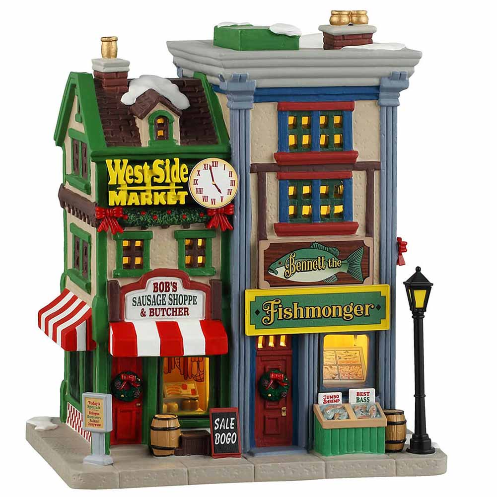 West Side Market Shops Caddington Village Lemax Cod 45244 1