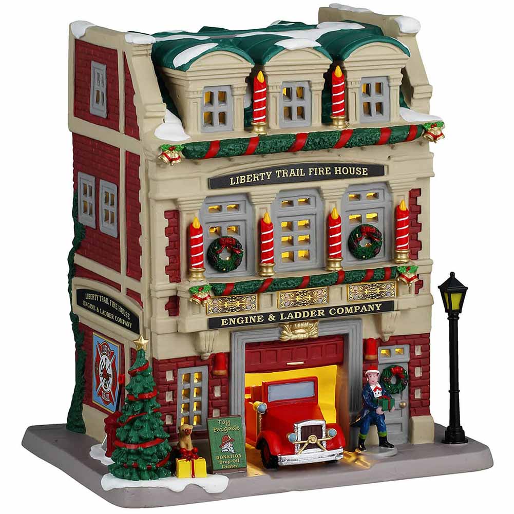 Liberty Trail Fire House Caddington Village Lemax Cod 45273 1