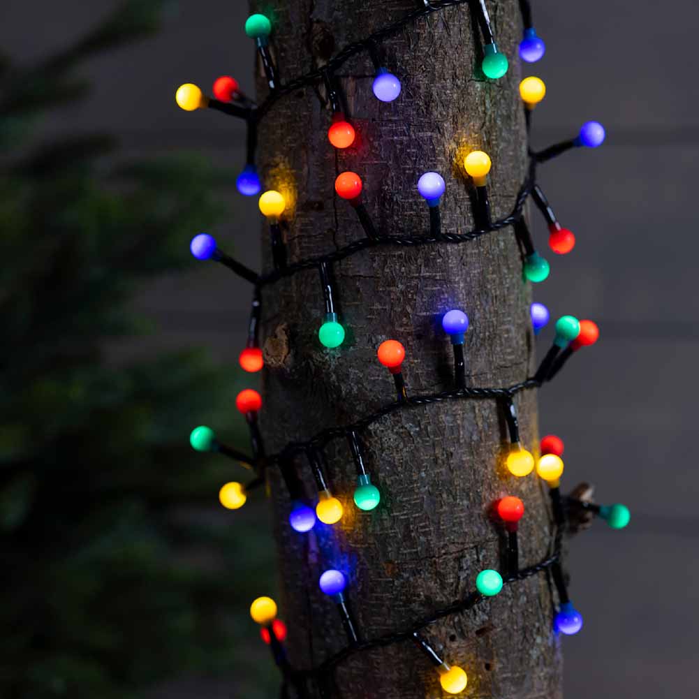 Catena luminosa 350 led cherry multicolor filo nero con giochi di luce 7,5m 2