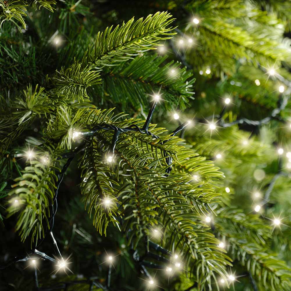 Catena luminosa 3000 led compact luce calda filo verde con giochi di luce 60m 3