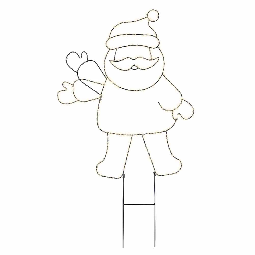 Figura luminosa Sagoma di Babbo Natale che saluta 490 micro led luce calda 62x77cm 2