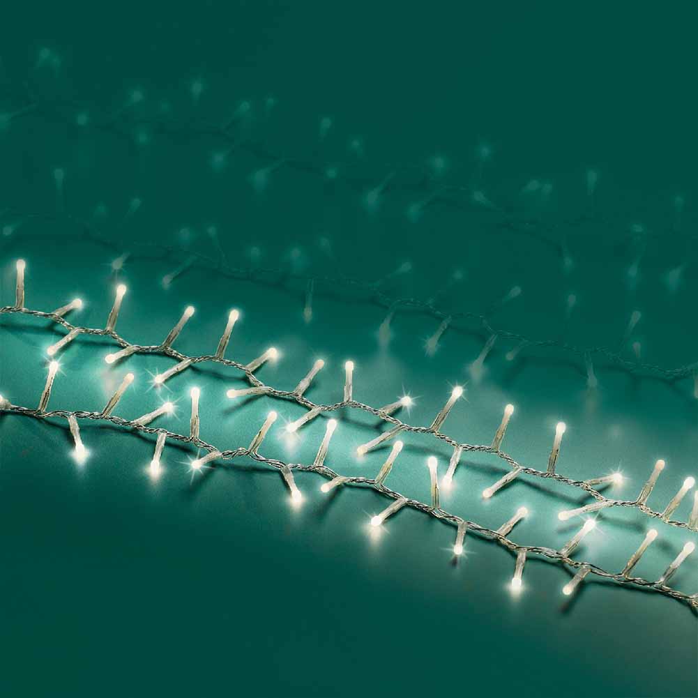 Catena luminosa 750 led compact Soft glow luce calda filo trasparente con giochi di luce 16m 2