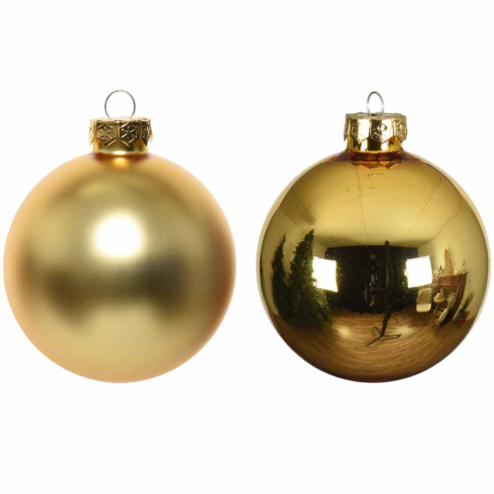Confezione di 16 palline di Natale in vetro oro 8cm 2