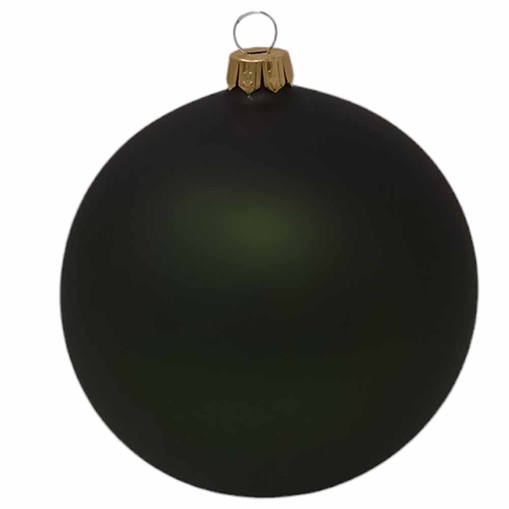 Pallina di Natale in vetro verde bosco opaco 15cm 2