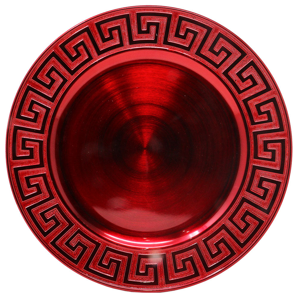 Sottopiatto rosso con decoro greca 33cm 1