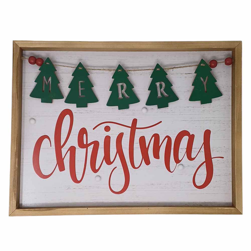 Fuoriporta led con scritta Merry Christmas e pinetti verdi 30x40cm 1