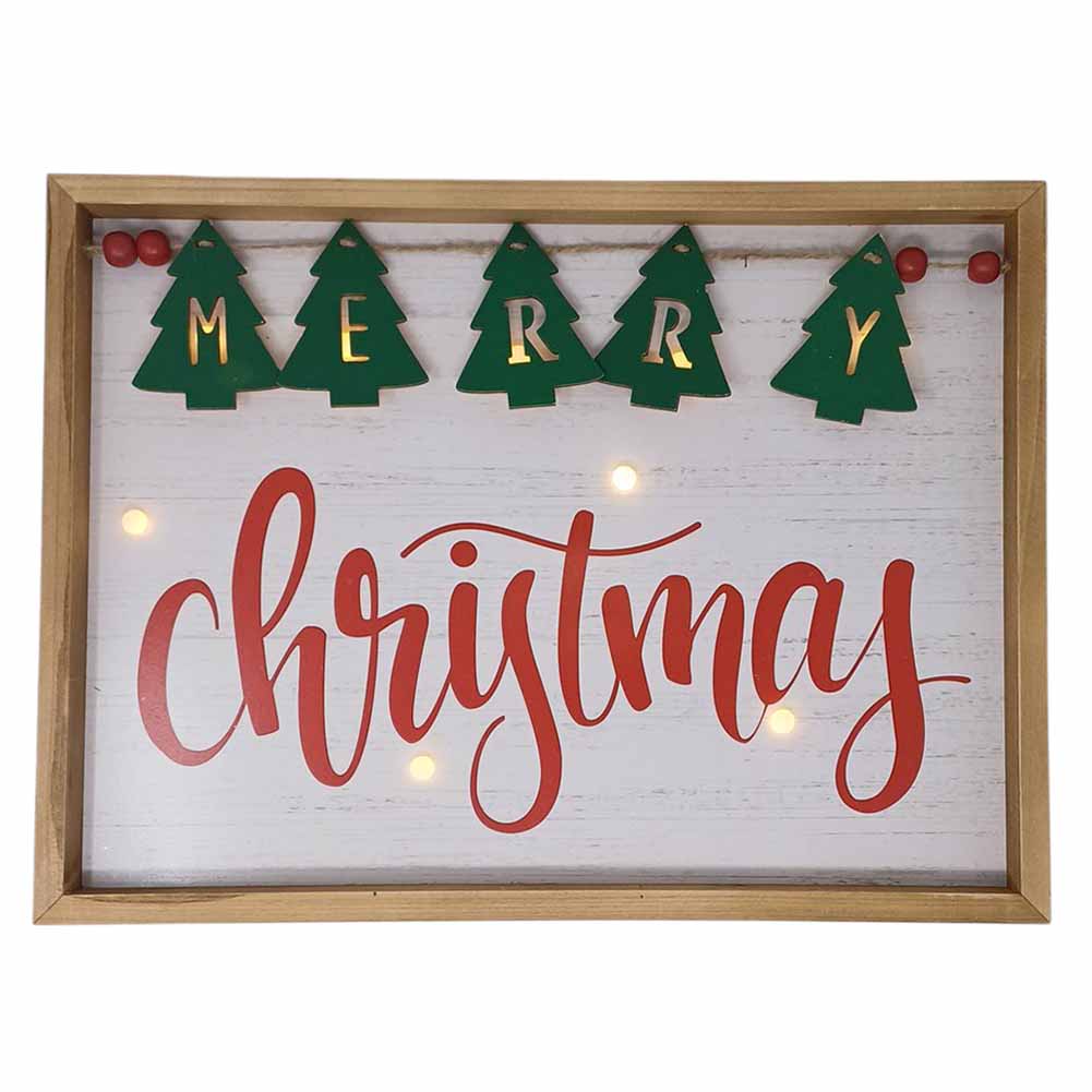 Fuoriporta led con scritta Merry Christmas e pinetti verdi 30x40cm 2