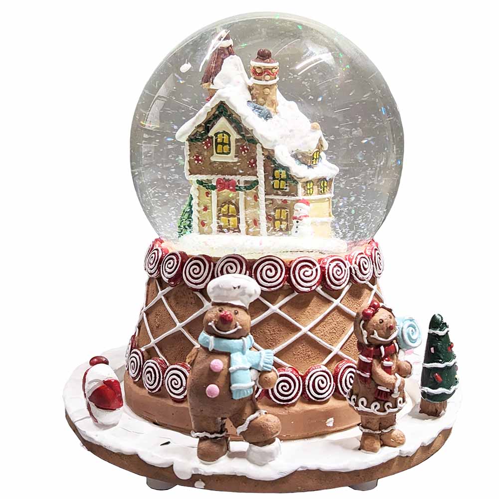 Boule de neige Carillon Casa di Gingerbread e base candy con personaggi 10cm 1
